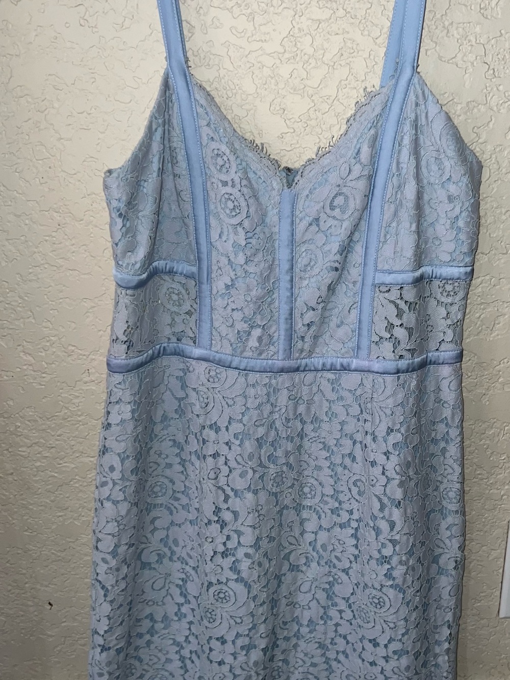 Guess Light Blue Lace Slip Dress with Floral Lace